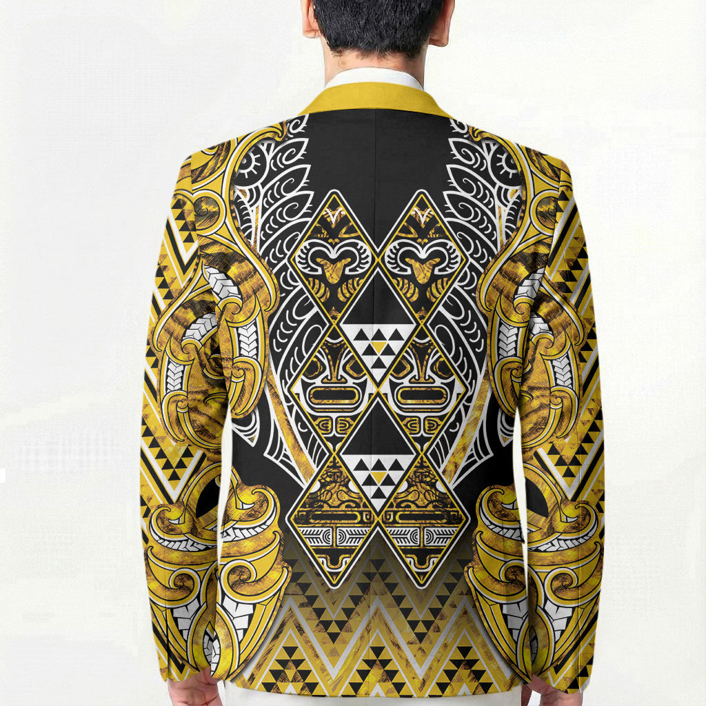 Aotearoa Ngati Whatua Blazer Maori Tribal Gold Paua Shell Pattern