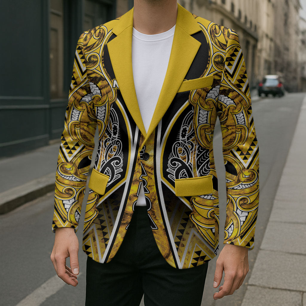 Aotearoa Ngati Whatua Blazer Maori Tribal Gold Paua Shell Pattern