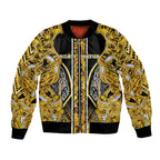 Aotearoa Ngati Whatua Bomber Jacket Maori Tribal Gold Paua Shell Pattern