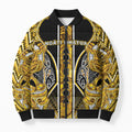 Aotearoa Ngati Whatua Bomber Puffer Jacket Maori Tribal Gold Paua Shell Pattern