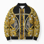 Aotearoa Ngati Whatua Bomber Puffer Jacket Maori Tribal Gold Paua Shell Pattern