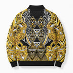 Aotearoa Ngati Whatua Bomber Puffer Jacket Maori Tribal Gold Paua Shell Pattern