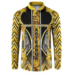 Aotearoa Ngati Whatua Button Sweatshirt Maori Tribal Gold Paua Shell Pattern