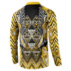Aotearoa Ngati Whatua Button Sweatshirt Maori Tribal Gold Paua Shell Pattern