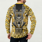 Aotearoa Ngati Whatua Button Sweatshirt Maori Tribal Gold Paua Shell Pattern
