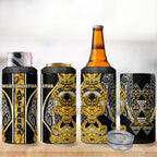 Aotearoa Ngati Whatua 4 in 1 Can Cooler Tumbler Maori Tribal Gold Paua Shell Pattern