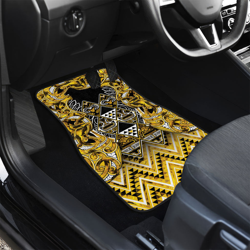 Aotearoa Ngati Whatua Car Mats Maori Tribal Gold Paua Shell Pattern