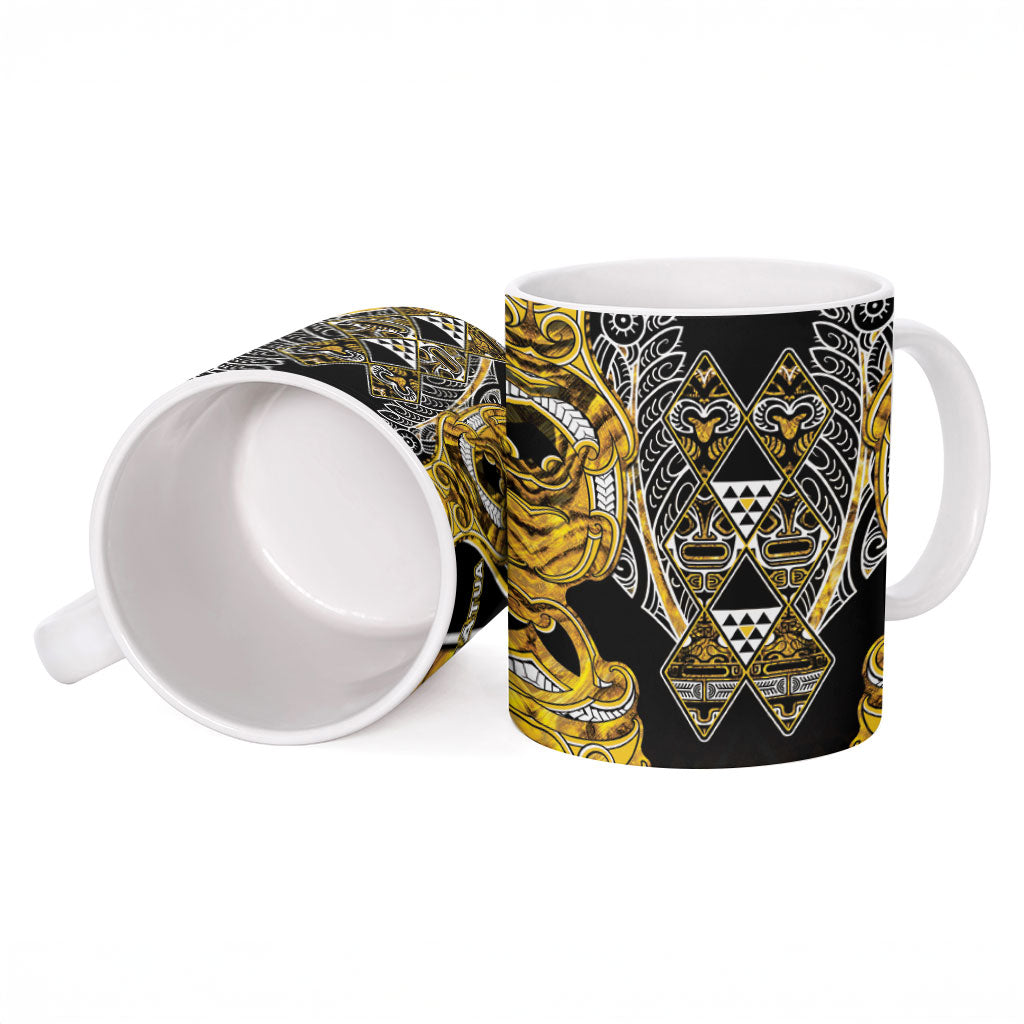 Aotearoa Ngati Whatua Ceramic Mug Maori Tribal Gold Paua Shell Pattern