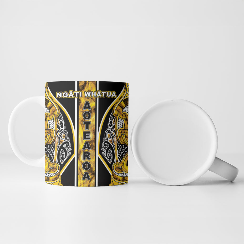 Aotearoa Ngati Whatua Ceramic Mug Maori Tribal Gold Paua Shell Pattern