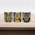 Aotearoa Ngati Whatua Ceramic Mug Maori Tribal Gold Paua Shell Pattern