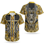 Aotearoa Ngati Whatua Couples Matching Long Sleeve Bodycon Dress and Hawaiian Shirt Maori Tribal Gold Paua Shell Pattern