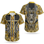 Aotearoa Ngati Whatua Couples Matching Puletasi and Hawaiian Shirt Maori Tribal Gold Paua Shell Pattern