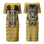 Aotearoa Ngati Whatua Couples Matching Puletasi and Hawaiian Shirt Maori Tribal Gold Paua Shell Pattern
