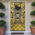 Aotearoa Ngati Whatua Door Cover Maori Tribal Gold Paua Shell Pattern
