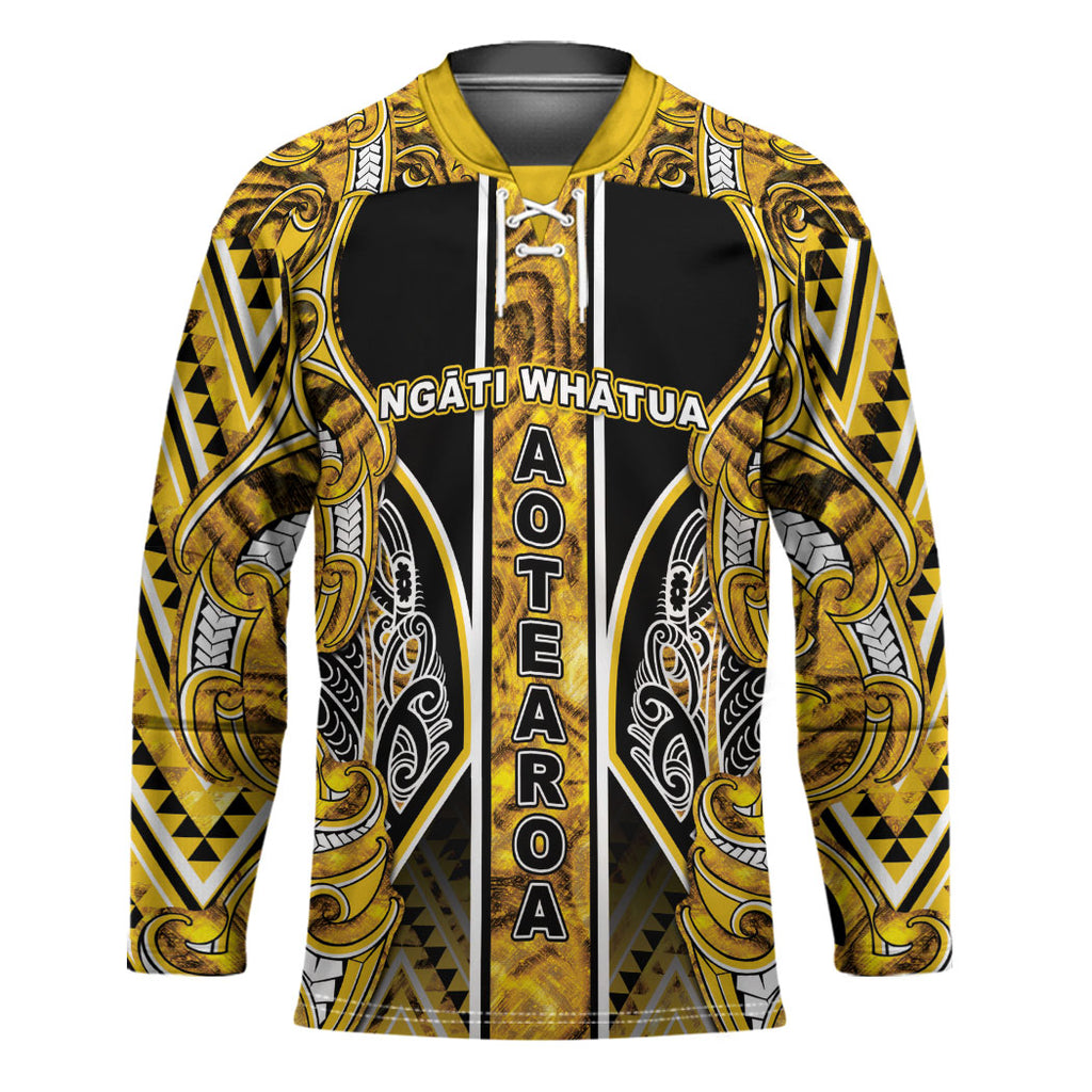 Aotearoa Ngati Whatua Hockey Jersey Maori Tribal Gold Paua Shell Pattern