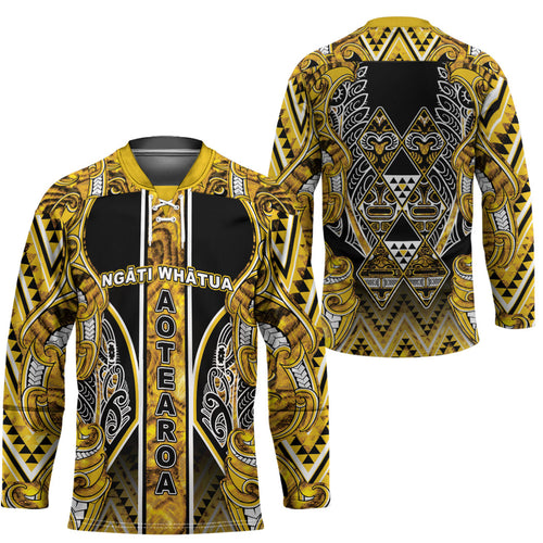Aotearoa Ngati Whatua Hockey Jersey Maori Tribal Gold Paua Shell Pattern