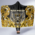 Aotearoa Ngati Whatua Hooded Blanket Maori Tribal Gold Paua Shell Pattern