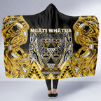 Aotearoa Ngati Whatua Hooded Blanket Maori Tribal Gold Paua Shell Pattern