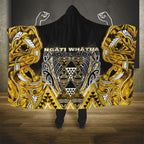Aotearoa Ngati Whatua Hooded Blanket Maori Tribal Gold Paua Shell Pattern