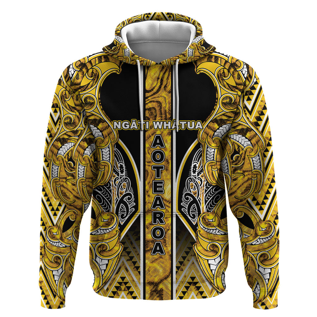 Aotearoa Ngati Whatua Hoodie Maori Tribal Gold Paua Shell Pattern