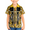 Aotearoa Ngati Whatua Kid Hawaiian Shirt Maori Tribal Gold Paua Shell Pattern