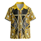 Aotearoa Ngati Whatua Kid Hawaiian Shirt Maori Tribal Gold Paua Shell Pattern