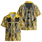 Aotearoa Ngati Whatua Kid Hawaiian Shirt Maori Tribal Gold Paua Shell Pattern