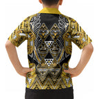 Aotearoa Ngati Whatua Kid Hawaiian Shirt Maori Tribal Gold Paua Shell Pattern