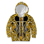Aotearoa Ngati Whatua Kid Hoodie Maori Tribal Gold Paua Shell Pattern