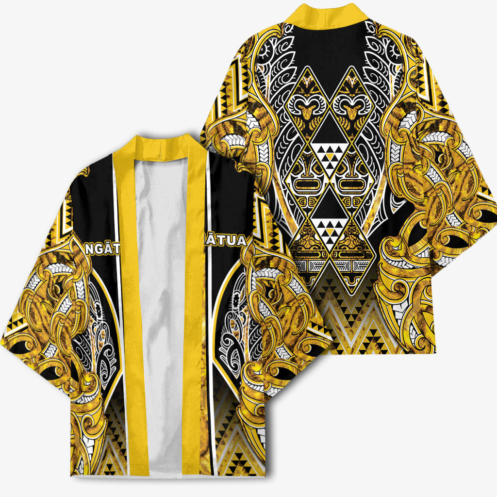 Aotearoa Ngati Whatua Kimono Maori Tribal Gold Paua Shell Pattern