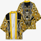 Aotearoa Ngati Whatua Kimono Maori Tribal Gold Paua Shell Pattern
