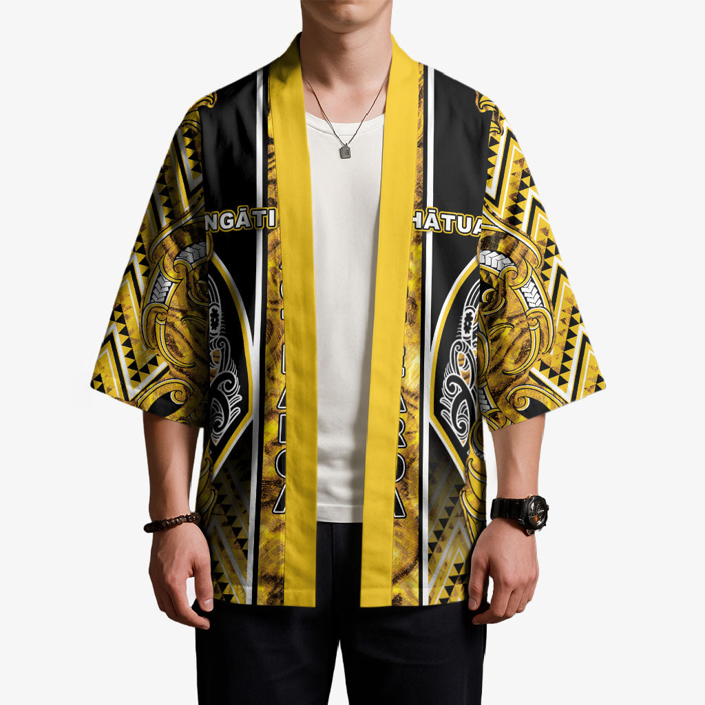 Aotearoa Ngati Whatua Kimono Maori Tribal Gold Paua Shell Pattern