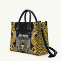 Aotearoa Ngati Whatua Leather Bag Maori Tribal Gold Paua Shell Pattern