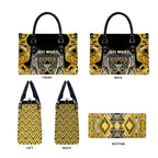 Aotearoa Ngati Whatua Leather Bag Maori Tribal Gold Paua Shell Pattern
