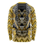 Aotearoa Ngati Whatua Long Sleeve Shirt Maori Tribal Gold Paua Shell Pattern