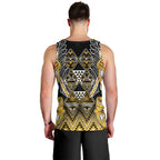 Aotearoa Ngati Whatua Men Tank Top Maori Tribal Gold Paua Shell Pattern
