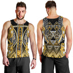 Aotearoa Ngati Whatua Men Tank Top Maori Tribal Gold Paua Shell Pattern