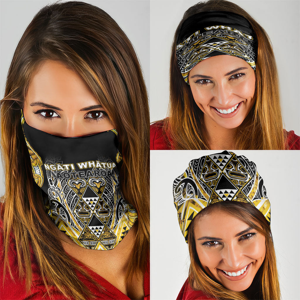 Aotearoa Ngati Whatua Neck Gaiter Maori Tribal Gold Paua Shell Pattern