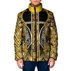 Aotearoa Ngati Whatua Padded Jacket Maori Tribal Gold Paua Shell Pattern