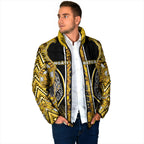 Aotearoa Ngati Whatua Padded Jacket Maori Tribal Gold Paua Shell Pattern