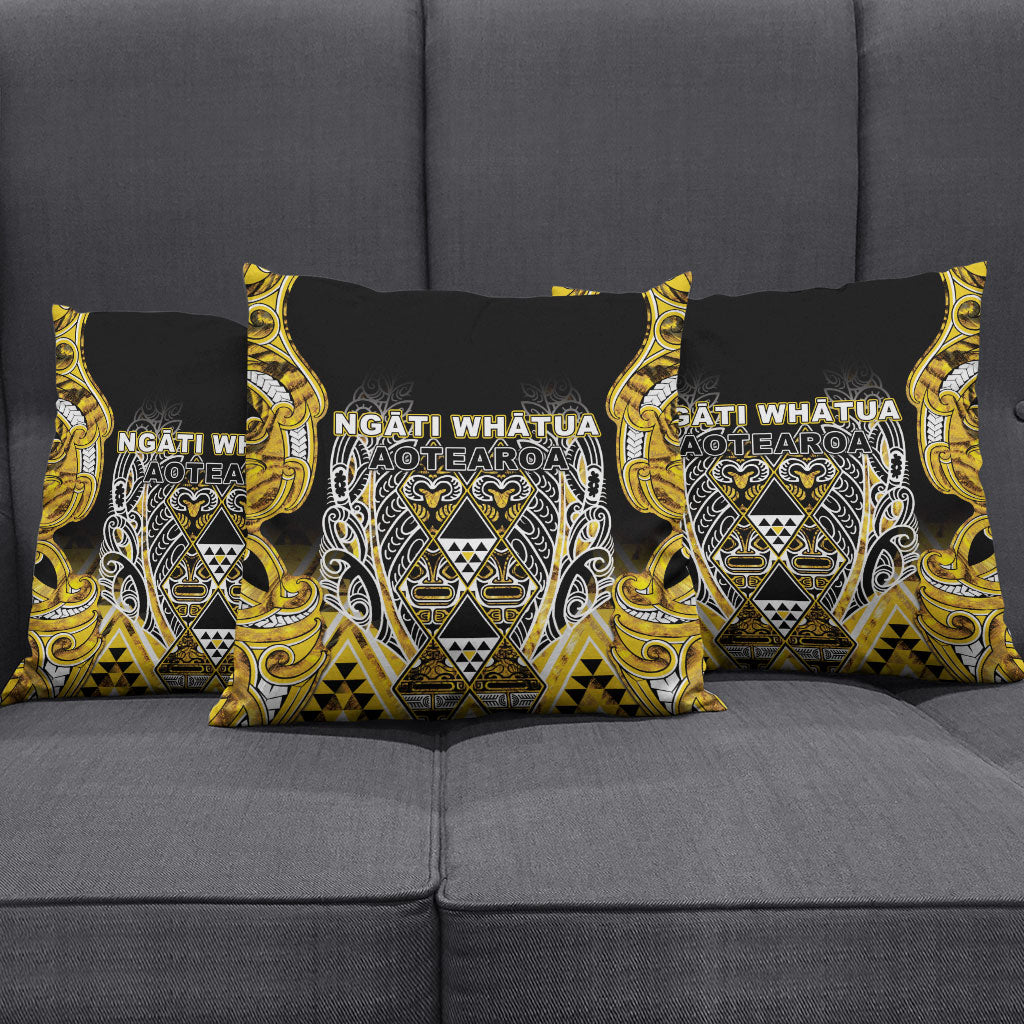 Aotearoa Ngati Whatua Pillow Cover Maori Tribal Gold Paua Shell Pattern