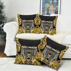 Aotearoa Ngati Whatua Pillow Cover Maori Tribal Gold Paua Shell Pattern