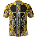 Aotearoa Ngati Whatua Polo Shirt Maori Tribal Gold Paua Shell Pattern