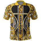 Aotearoa Ngati Whatua Polo Shirt Maori Tribal Gold Paua Shell Pattern