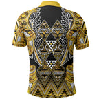 Aotearoa Ngati Whatua Polo Shirt Maori Tribal Gold Paua Shell Pattern