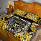 Aotearoa Ngati Whatua Quilt Bed Set Maori Tribal Gold Paua Shell Pattern