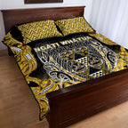 Aotearoa Ngati Whatua Quilt Bed Set Maori Tribal Gold Paua Shell Pattern