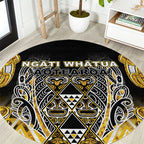 Aotearoa Ngati Whatua Round Carpet Maori Tribal Gold Paua Shell Pattern