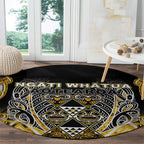 Aotearoa Ngati Whatua Round Carpet Maori Tribal Gold Paua Shell Pattern