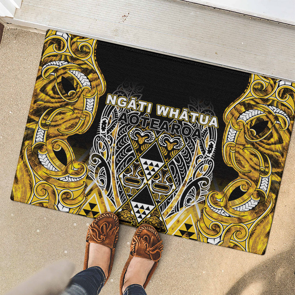 Aotearoa Ngati Whatua Rubber Doormat Maori Tribal Gold Paua Shell Pattern